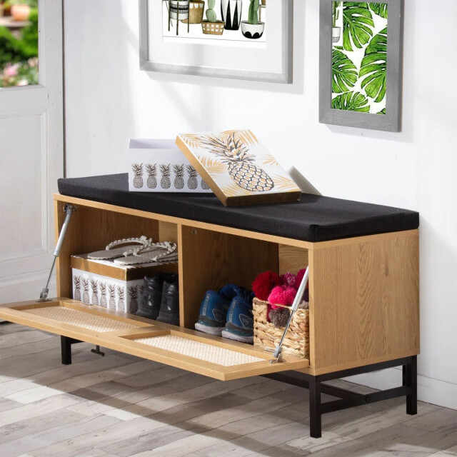 CaliCosy Schoenenbank en rotan voorkant l100 cm 2929991 large