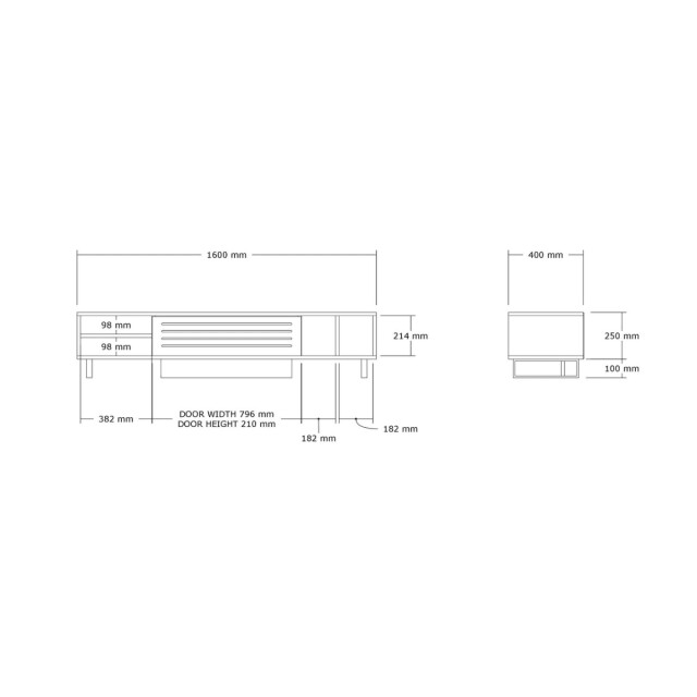 CaliCosy Tv-meubel met 1 klepdeur en 4 nissen, travertin decor l160 cm safir 3061544 large