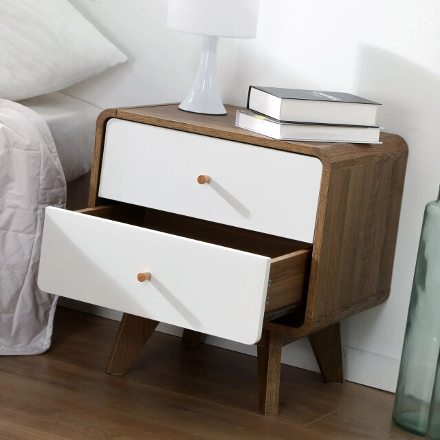 CaliCosy Nachtkastje 2 laden houtdecor en wit albura 2948140 large