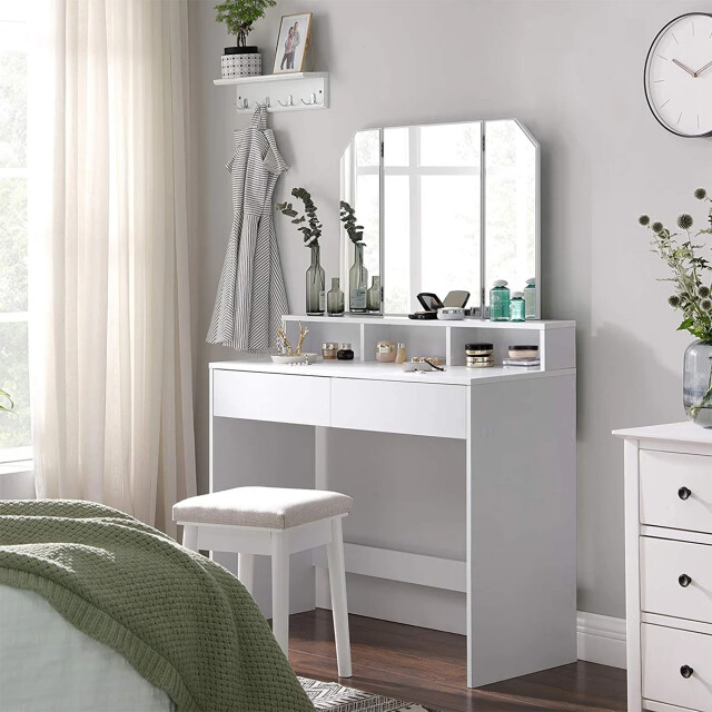 CaliCosy Kaptafel wit met 3-delige spiegel en 2 lades l100 cm 2930008 large