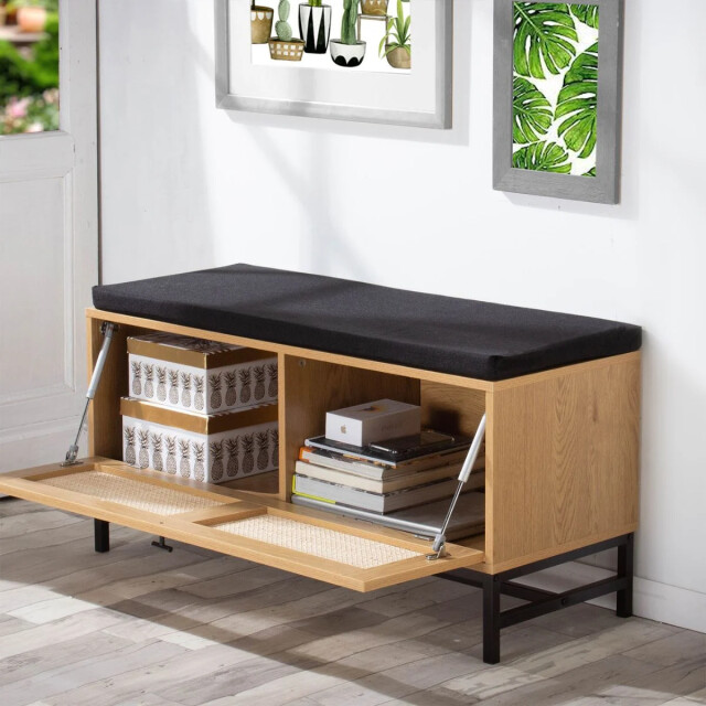 CaliCosy Schoenenbank en rotan voorkant l100 cm 2929991 large