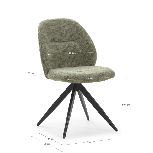 CaliCosy Set van 2 draaibare stoelen in stof met zwarte metalen poten l47 cm tamara 3078559 large