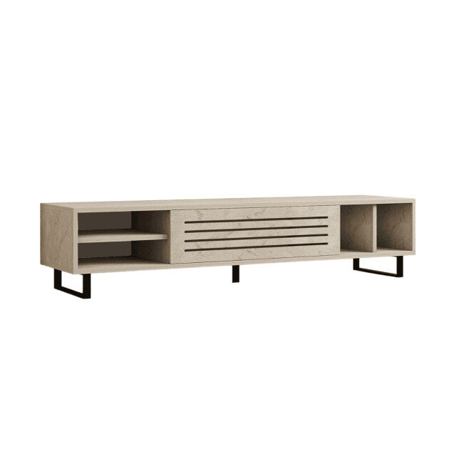 CaliCosy Tv-meubel met 1 klepdeur en 4 nissen, travertin decor l160 cm safir 3061544 large