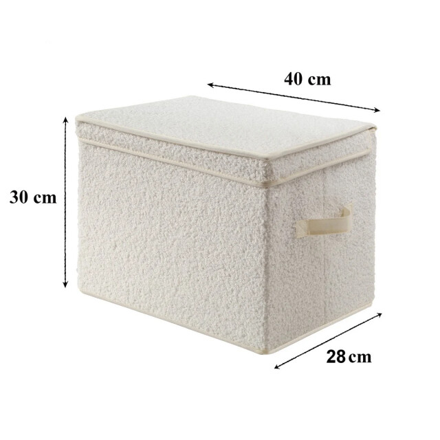 CaliCosy Hoge opbergdoos met deksel van bouclé-stof in écru h30 cm 3011524 large
