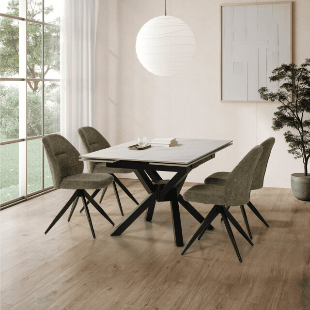 CaliCosy Set van 2 draaibare stoelen in stof met zwarte metalen poten l47 cm tamara 3078559 large