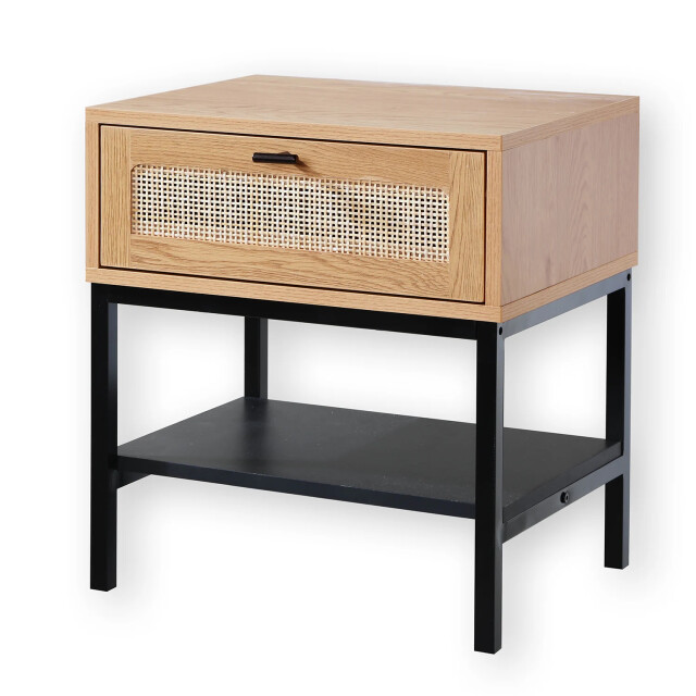 CaliCosy Nachtkastje met 1 lade en rieten voorkant en plank l45 x h50 cm jaya 2929992 large