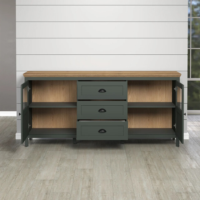 CaliCosy Buffet laag met inbegrepen led-verlichting, 2 deuren en 3 laden l185 cm - 2930752 large