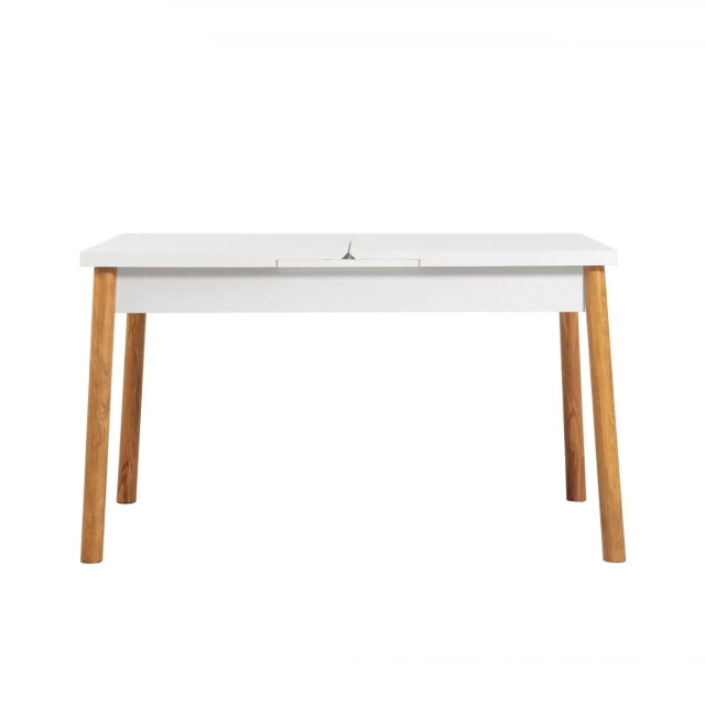 CaliCosy Uitschuifbare tafel van 120 tot 153 cm, wit en atlantisch grenen decor - 3061545 large