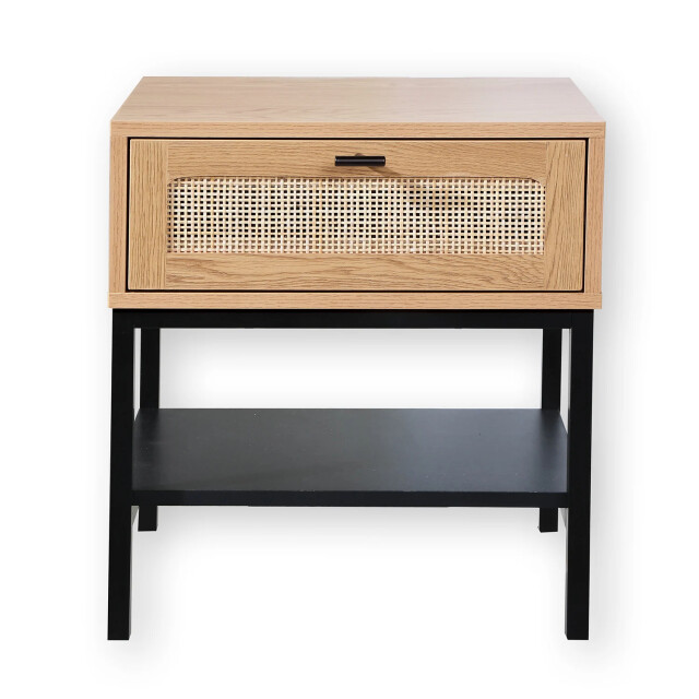 CaliCosy Nachtkastje met 1 lade en rieten voorkant en plank l45 x h50 cm jaya 2929992 large