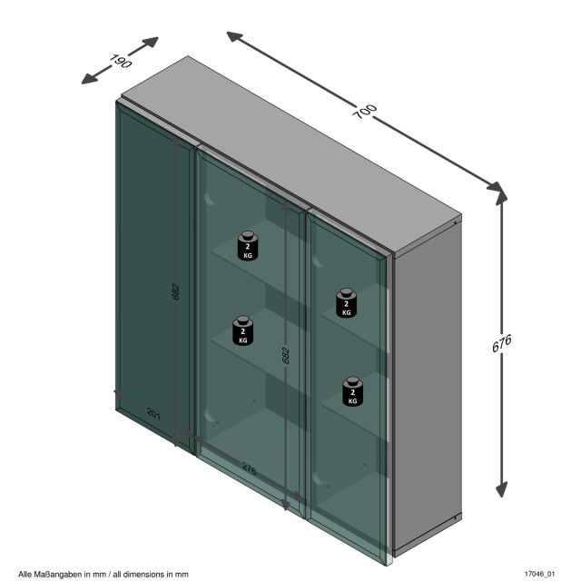 CaliCosy Hoge badkamerkast met 3 deuren zamora 2929870 large