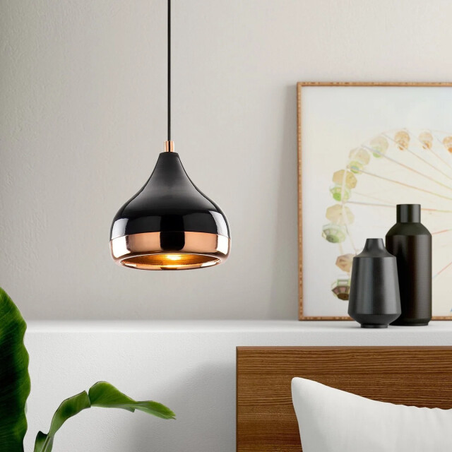 CaliCosy Hanglamp van zwart en koperkleurig metaal d17 cm yildo 3067163 large