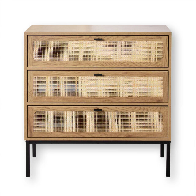 CaliCosy Ladekast met 3 lades en rotan front l80 x p39 cm jaya 2929990 large