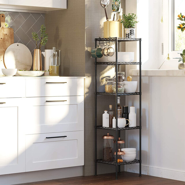 CaliCosy Metalen zwart rek met modulair opbergrooster l30 x h121 cm 2929411 large