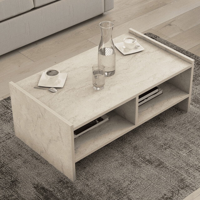 CaliCosy Salontafel met 2 open nissen, travertin decor l90 cm pera 3061543 large