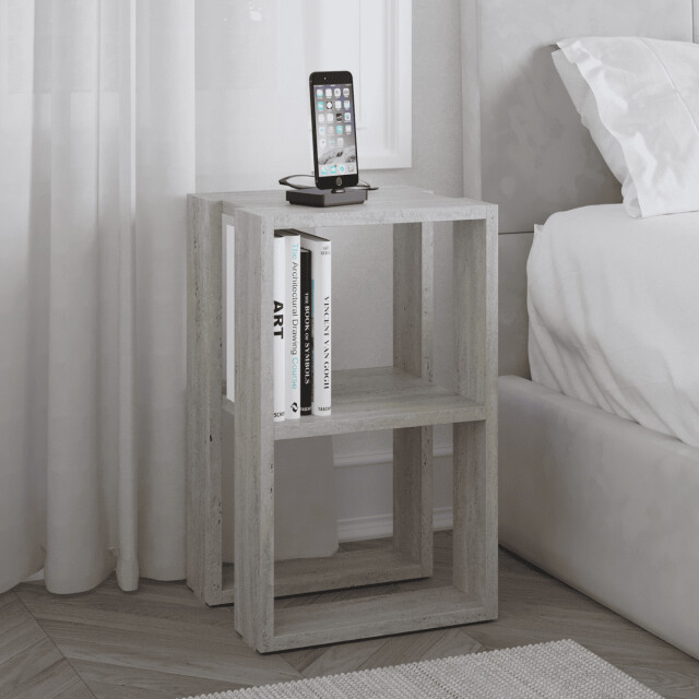 CaliCosy Nachtkastje met 2 planken, travertin decor h55 cm lonie 3061340 large