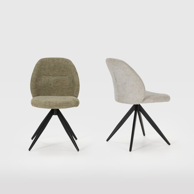 CaliCosy Set van 2 draaibare stoelen in stof met zwarte metalen poten l47 cm tamara 3078558 large
