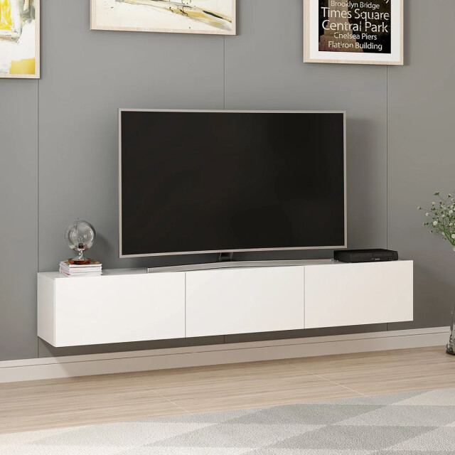 CaliCosy Hangende tv-meubel met 3 witte deuren l180 cm rigel 2931970 large
