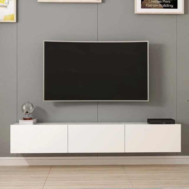 CaliCosy Hangende tv-meubel met 3 witte deuren l180 cm rigel 2931970 large