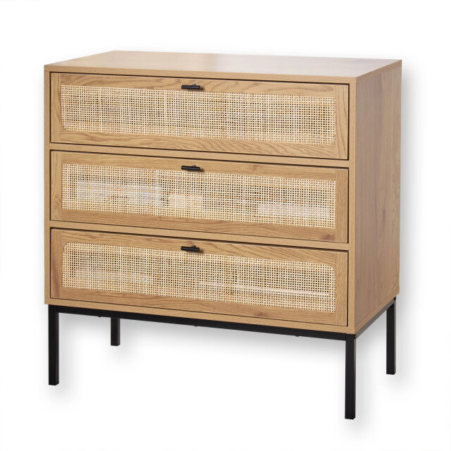 CaliCosy Ladekast met 3 lades en rotan front l80 x p39 cm jaya 2929990 large