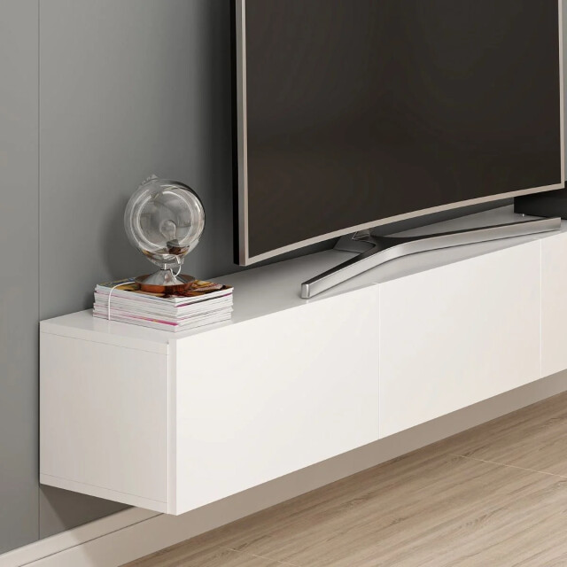 CaliCosy Hangende tv-meubel met 3 witte deuren l180 cm rigel 2931970 large