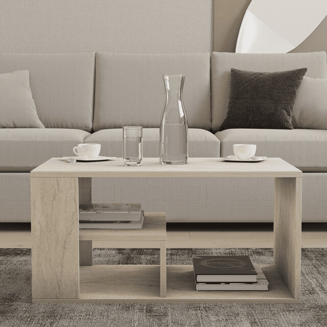 CaliCosy Salontafel met planken, travertin decor l80 cm eros 3061542 large