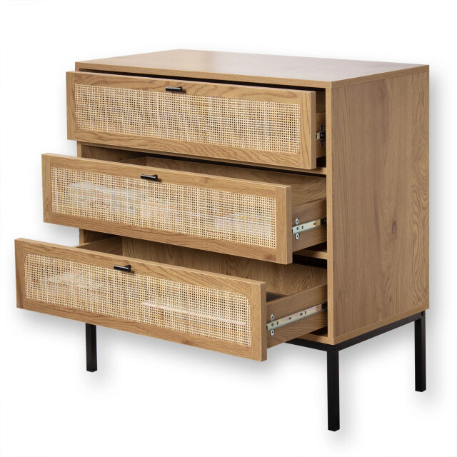 CaliCosy Ladekast met 3 lades en rotan front l80 x p39 cm jaya 2929990 large