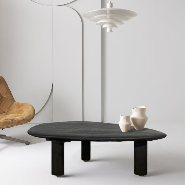 Signature Table basse en suar massif noire l130 cm galet 3042281 large