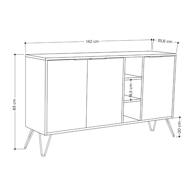 CaliCosy Buffet 3 nissen en 3 deuren l142 cm clara 2937494 large