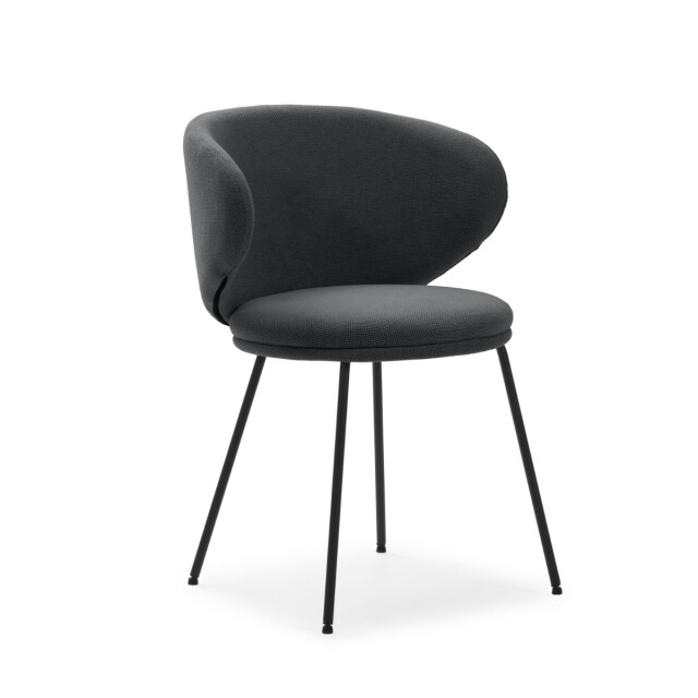 CaliCosy Set van 2 stoelen in stof met zwarte metalen poten l60 cm rush 3078762 large