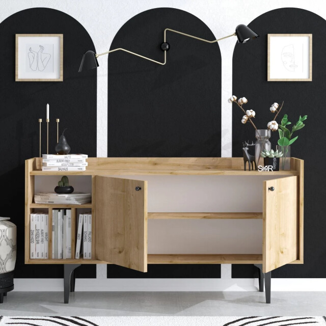 CaliCosy Buffet 3 nissen 2 deuren eiken decor saffier l150 cm canopus 2930410 large