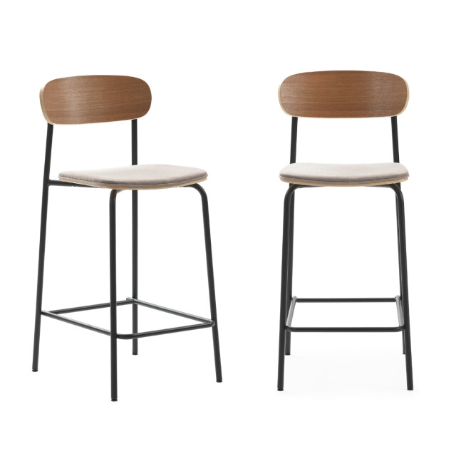 CaliCosy Set van 2 krukken in stof met zwarte metalen poten h66 cm adriana 3079147 large
