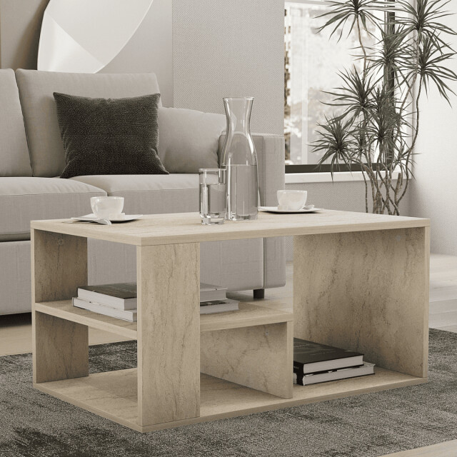 CaliCosy Salontafel met planken, travertin decor l80 cm eros 3061542 large