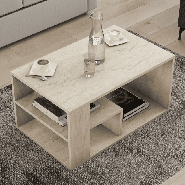 CaliCosy Salontafel met planken, travertin decor l80 cm eros 3061542 large