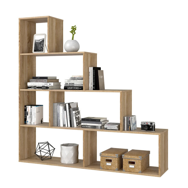 CaliCosy Trapvormige boekenkast met 6 vakken h145 cm klum 2936954 large