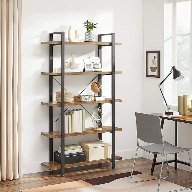 CaliCosy Boekenkast met 5 niveaus van metaal en houtlook l105 x 177,5 cm 2931930 large