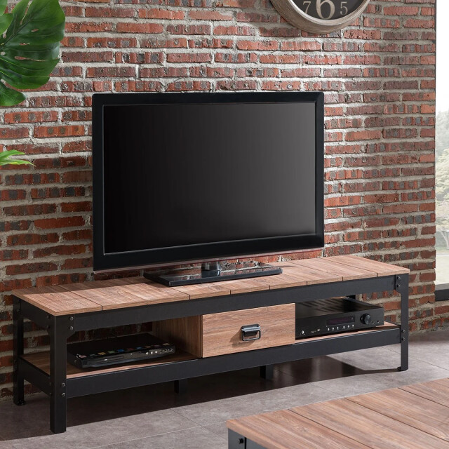 CaliCosy Tv-meubel oude eik met 2 nissen en 1 lade l151 cm 2929609 large