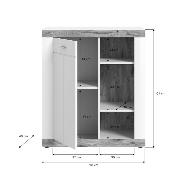 CaliCosy Hoge kast met 1 deur en 3 nissen h104 cm laredo 2951202 large