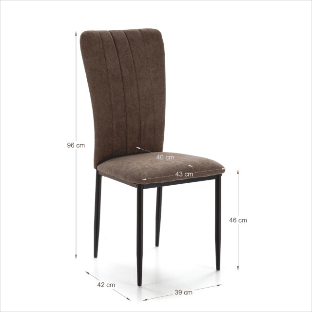 CaliCosy Set van 4 stoelen in stof met zwarte metalen poten l43 cm holly 3078802 large