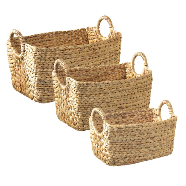 CaliCosy Set van 3 water hyacint manden met handvaten 2929289 large