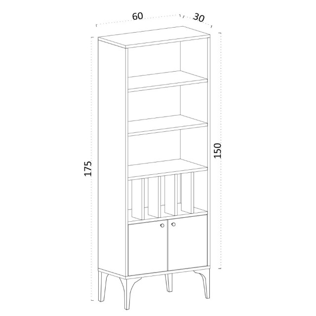 CaliCosy Boekenkast met 8 planken, 2 deuren, eiken saffierdecor, h175 cm pollux 2931969 large