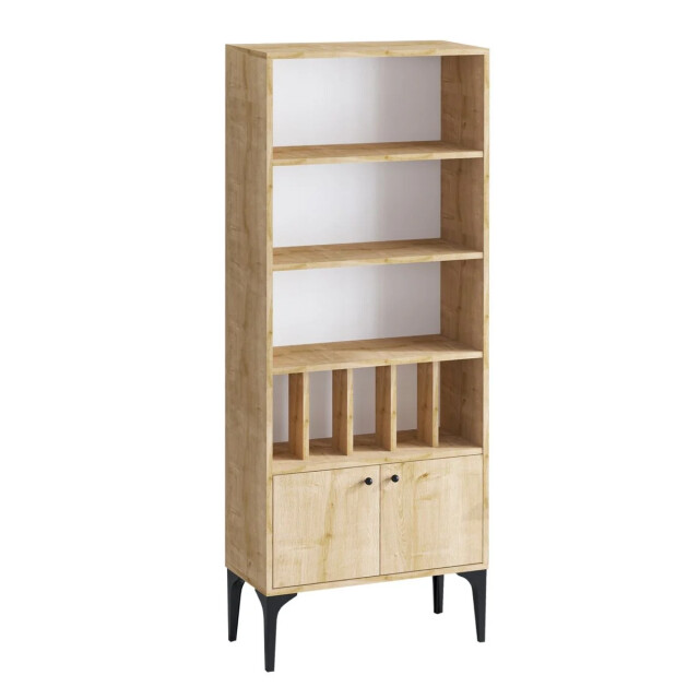 CaliCosy Boekenkast met 8 planken, 2 deuren, eiken saffierdecor, h175 cm pollux 2931969 large