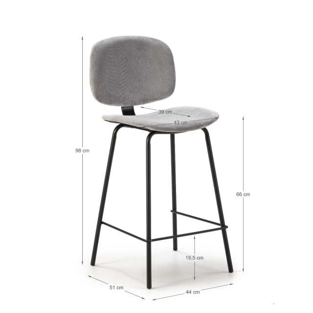 CaliCosy Set van 2 krukken in ribfluweel met zwarte metalen poten h65 cm arus 3079127 large
