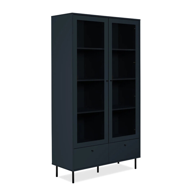 CaliCosy Vitrine 2 glazen deuren en 2 laden marineblauw h183 cm bogota 2930729 large