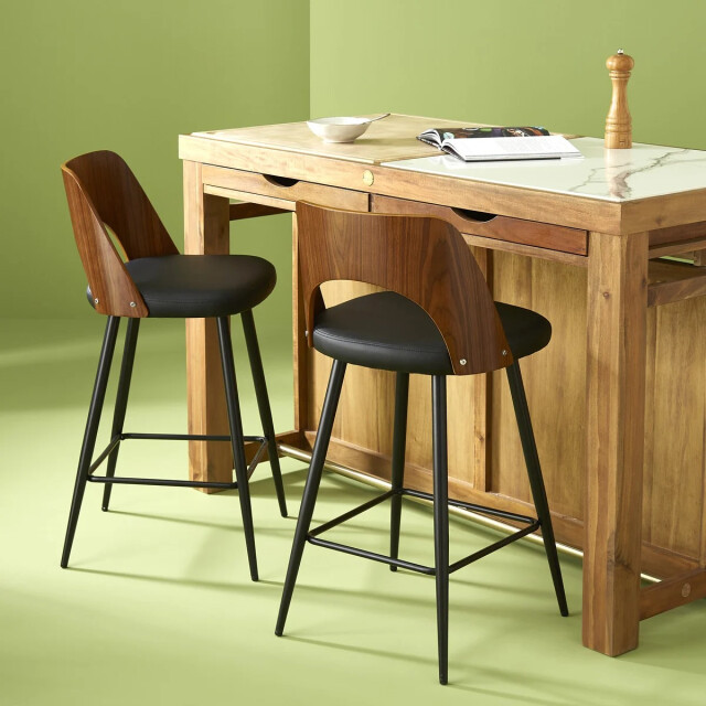 Signature Barkruk in zwart vinyl l45 cm austin 3061001 large