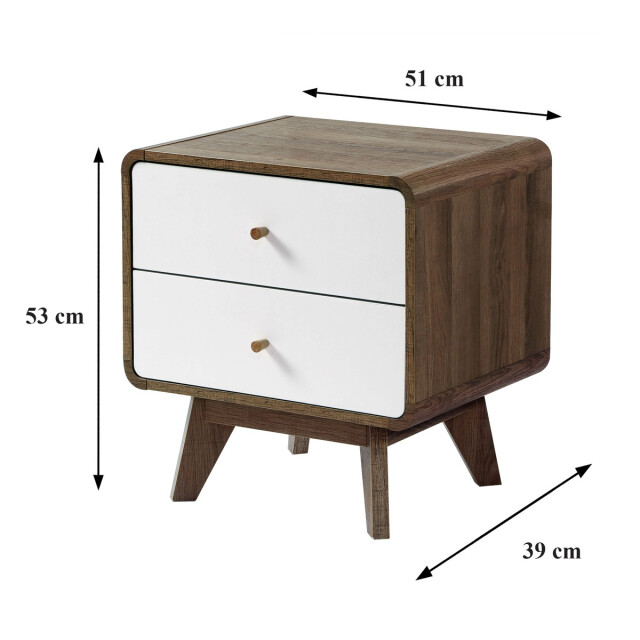 CaliCosy Nachtkastje 2 laden houtdecor en wit albura 2948140 large