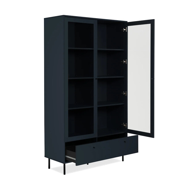 CaliCosy Vitrine 2 glazen deuren en 2 laden marineblauw h183 cm bogota 2930729 large