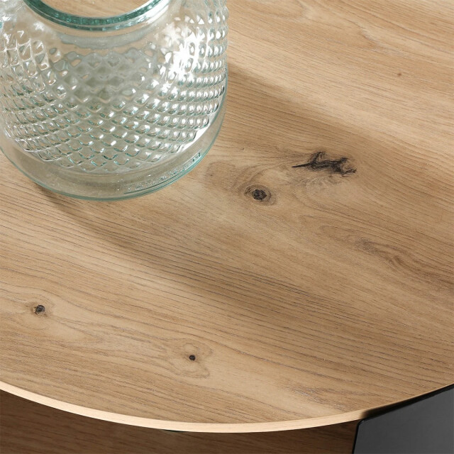 CaliCosy Table basse ronde 2 niveaux flancs métal noir 3042280 large