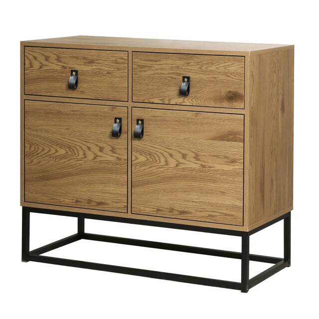 CaliCosy Ladekast met 2 deuren en 2 laden eiken decor met zwart metalen structuur 2929788 large