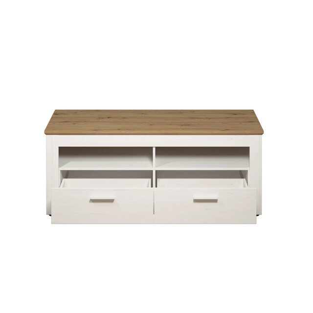 CaliCosy Tv-meubel 2 laden en 2 vakken, lichte houten en witte decoratie, l148 cm shade 2930368 large