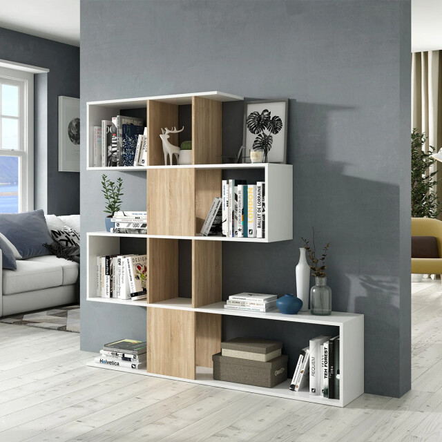 CaliCosy Libreria con 4 livelli e 11 scomparti di archiviazione h145 cm zigzag 2931949 large